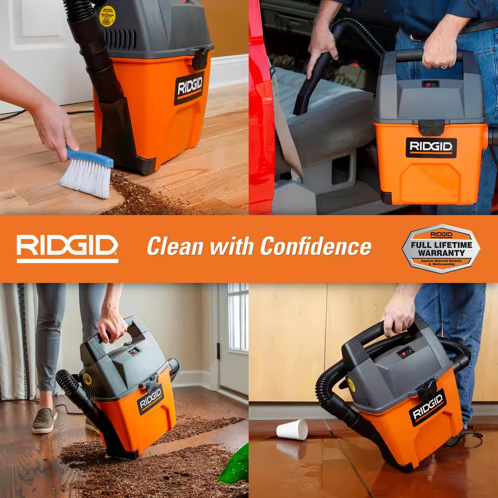 3 Gal. 3.5 Peak HP Handheld Shop Vacuum Wet Dry Vac with  SWEEP Dust Pan, Filter, Hose and Car Nozzle WD3050