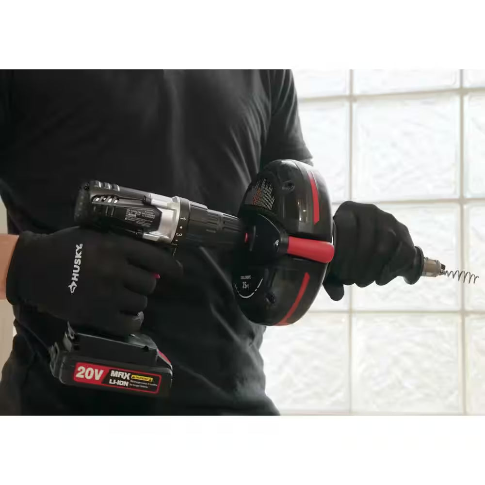 25 Ft. Power Drum Drain Snake Drill-Operated Auger for Sink, Tub and Shower Clogs