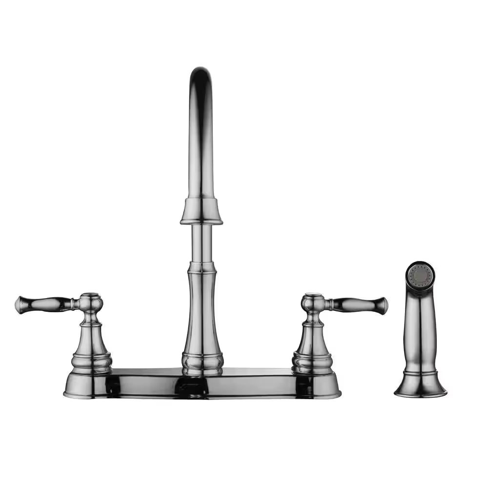 Fairway Double-Handle Standard Kitchen Faucet with Side Sprayer in Polished Chrome
