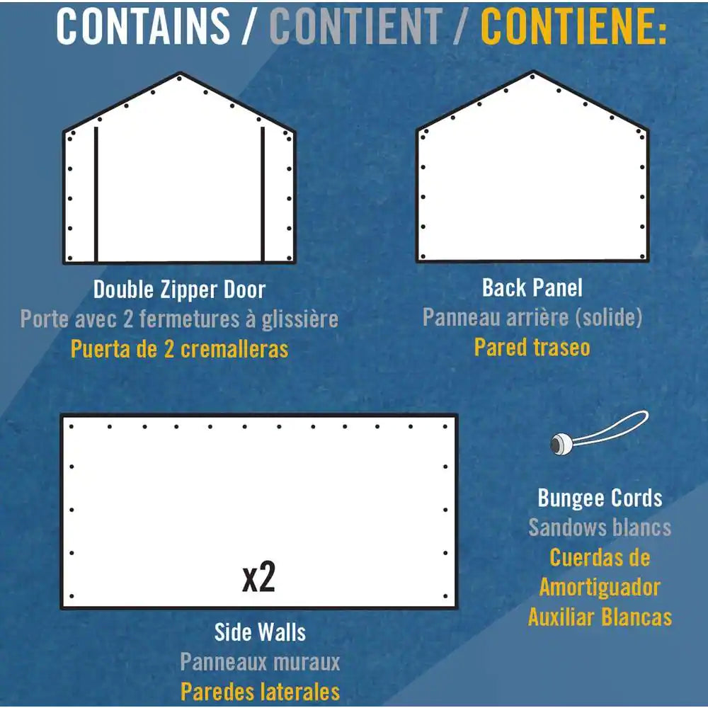 10 Ft. W X 20 Ft. D Sidewalls and Doors Kit for Max AP White Canopy with Uv-Resistant Fabric and 100% Waterproof Seams