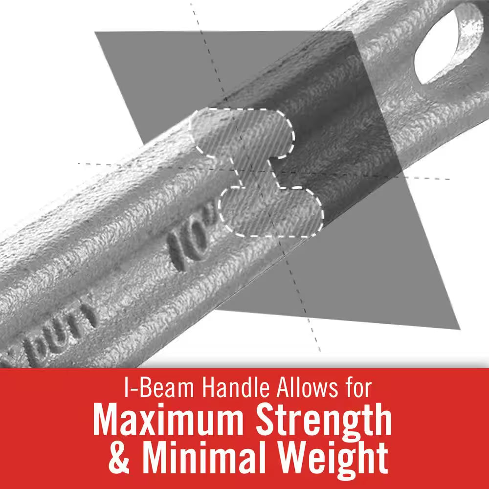 14 In. Aluminum Offset Pipe Wrench with Narrow Hook Jaw Parallel to Handle for Tight Spaces & Overhead Applications