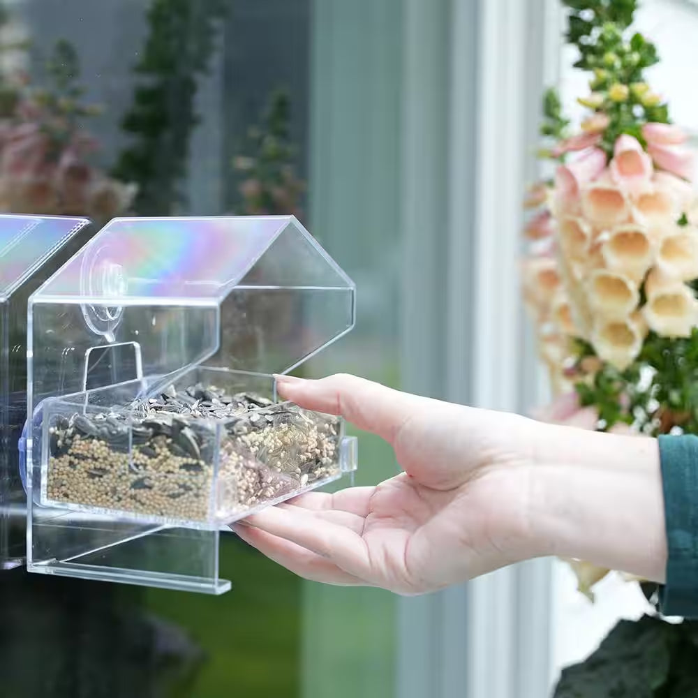 Clear Window Bird Feeder with 4 Suction Cups - 0.5 Lb. Capacity