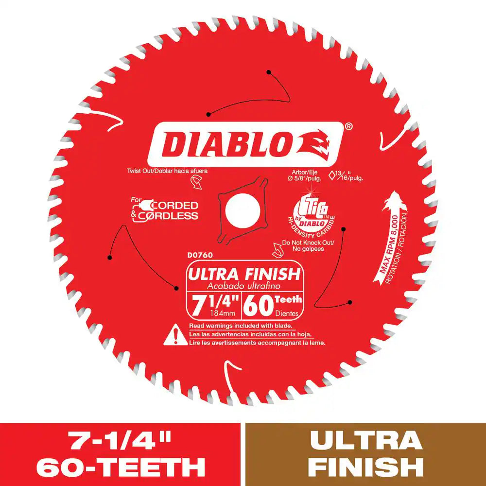 7-1/4In. X 60-Tooth Ultra Finish Circular Saw Blade for Wood