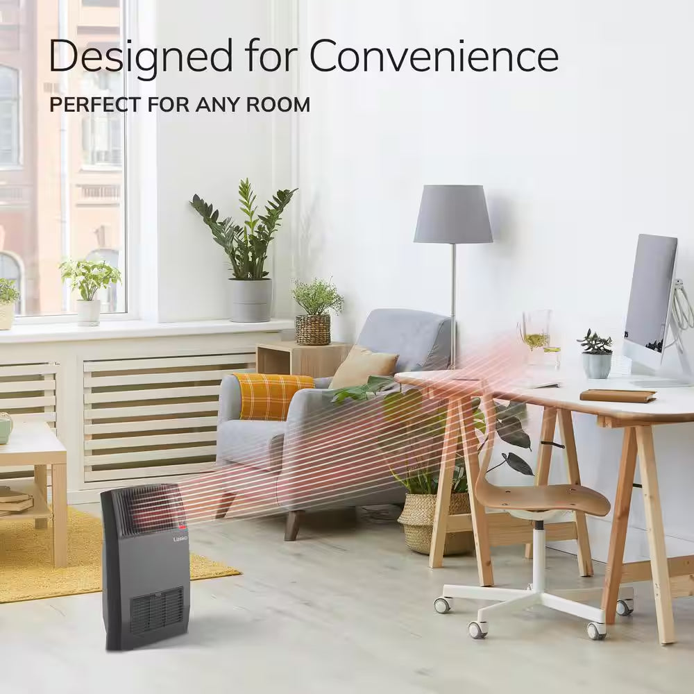 1500-Watt 20 In. Black Electric Console Ceramic Space Heater with Tip-Over Switch, Adjustable Louvers, Timer, Remote