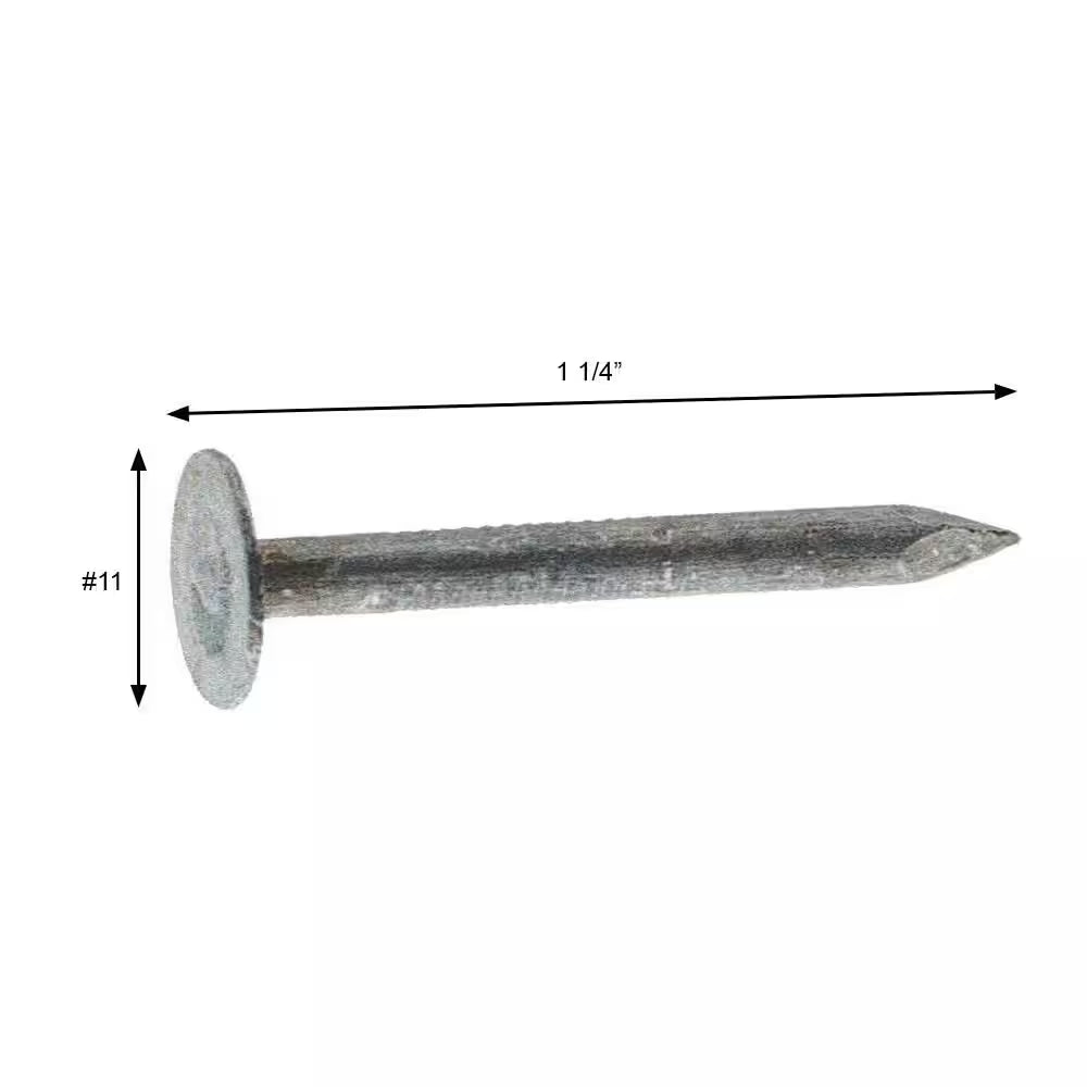 1-1/4 In. X 11-Gauge Electrogalvanized Flat Head Smooth Shank Roofing Nails 5 Lb. Box