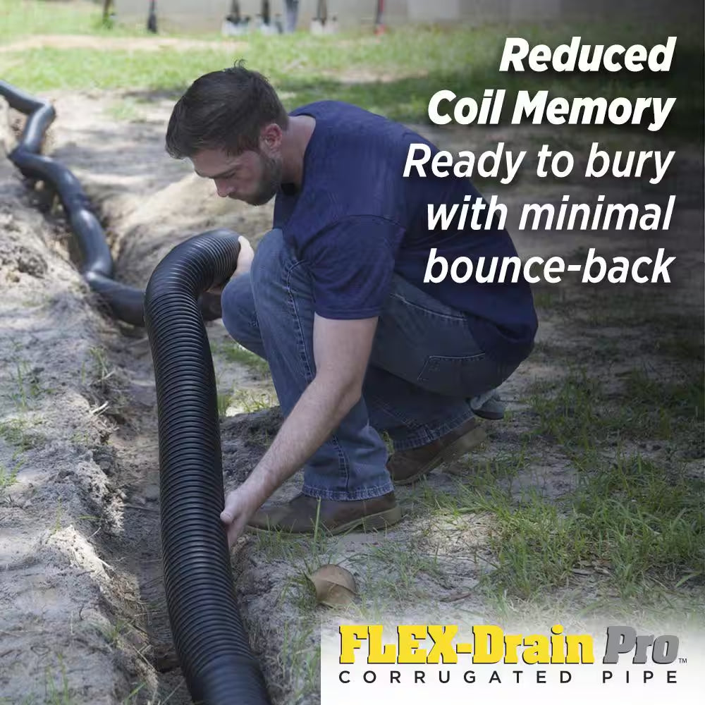 Flex Drain Pro 4 In. X 50 Ft. High Density Polyethylene Solid Drain Pipe