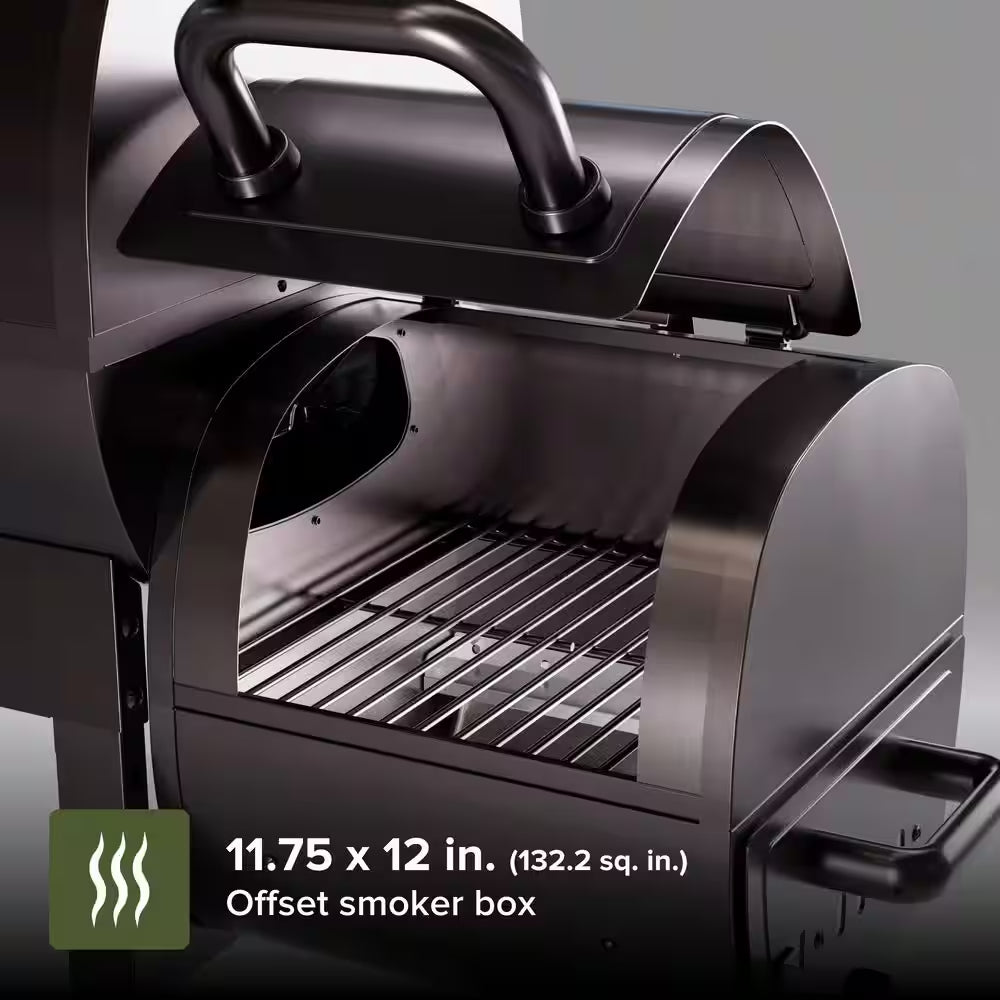 Oakford Outpost 29-Offset Smoker Charcoal Grill in Black