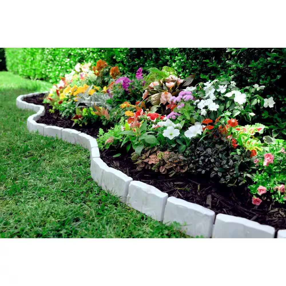 Decorative Faux Stone 10 Ft. X 2.7 In. Gray Plastic No-Dig Landscape Edging Kit