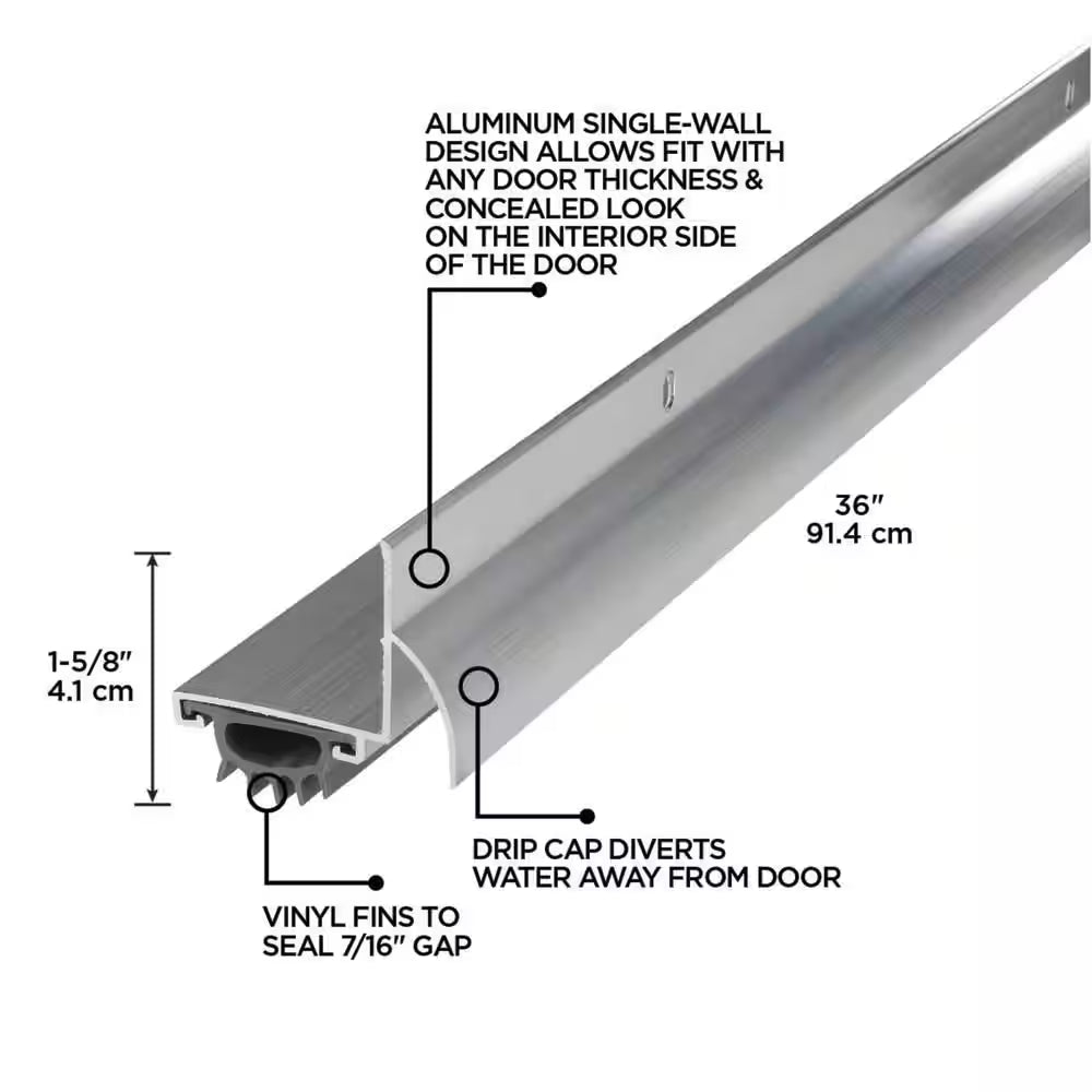 36 In. Silver Aluminum L-Shape Screw-On under Door Seal