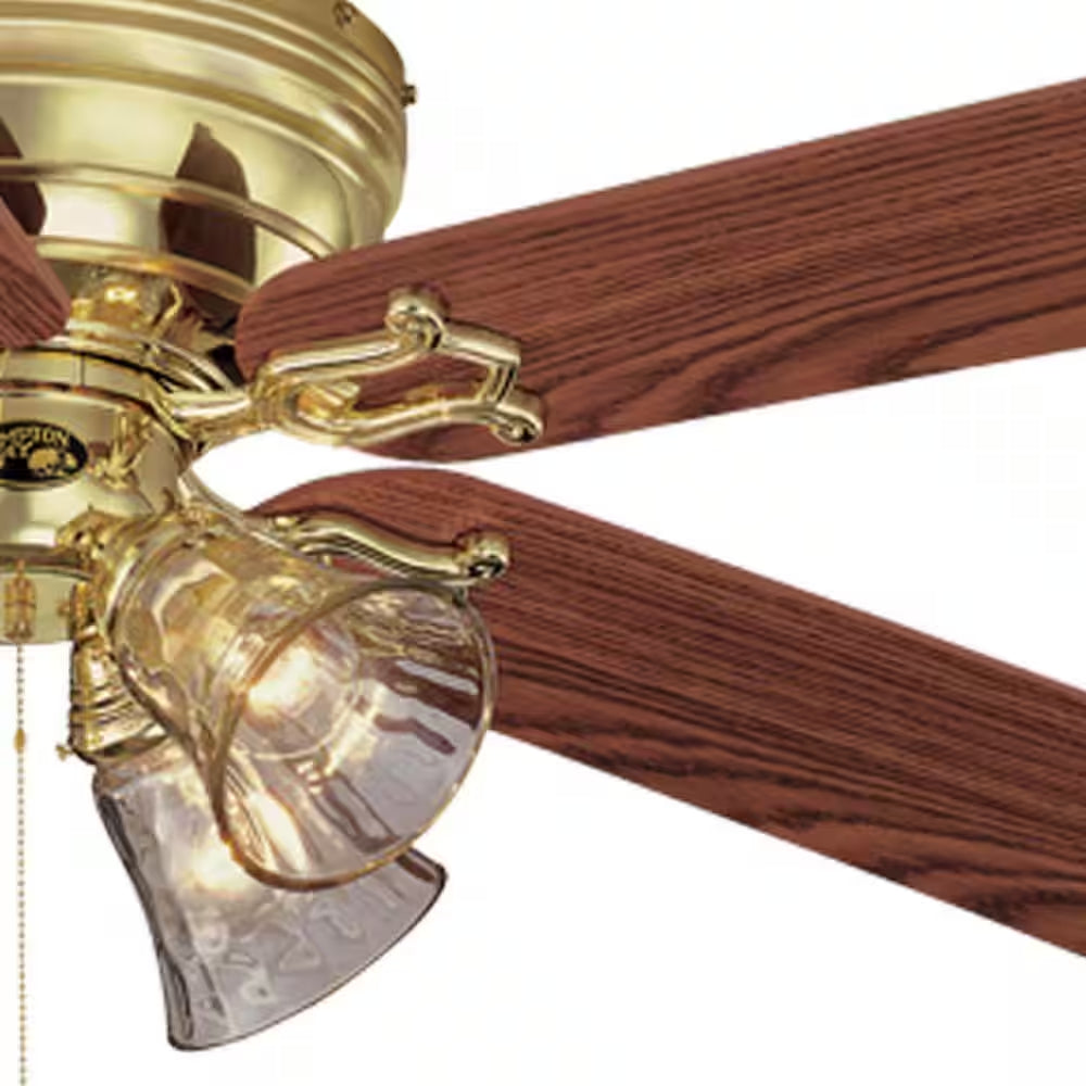 Carriage House 52 In. Indoor LED Polished Brass Ceiling Fan with Light Kit, Reversible Motor and Reversible Blades