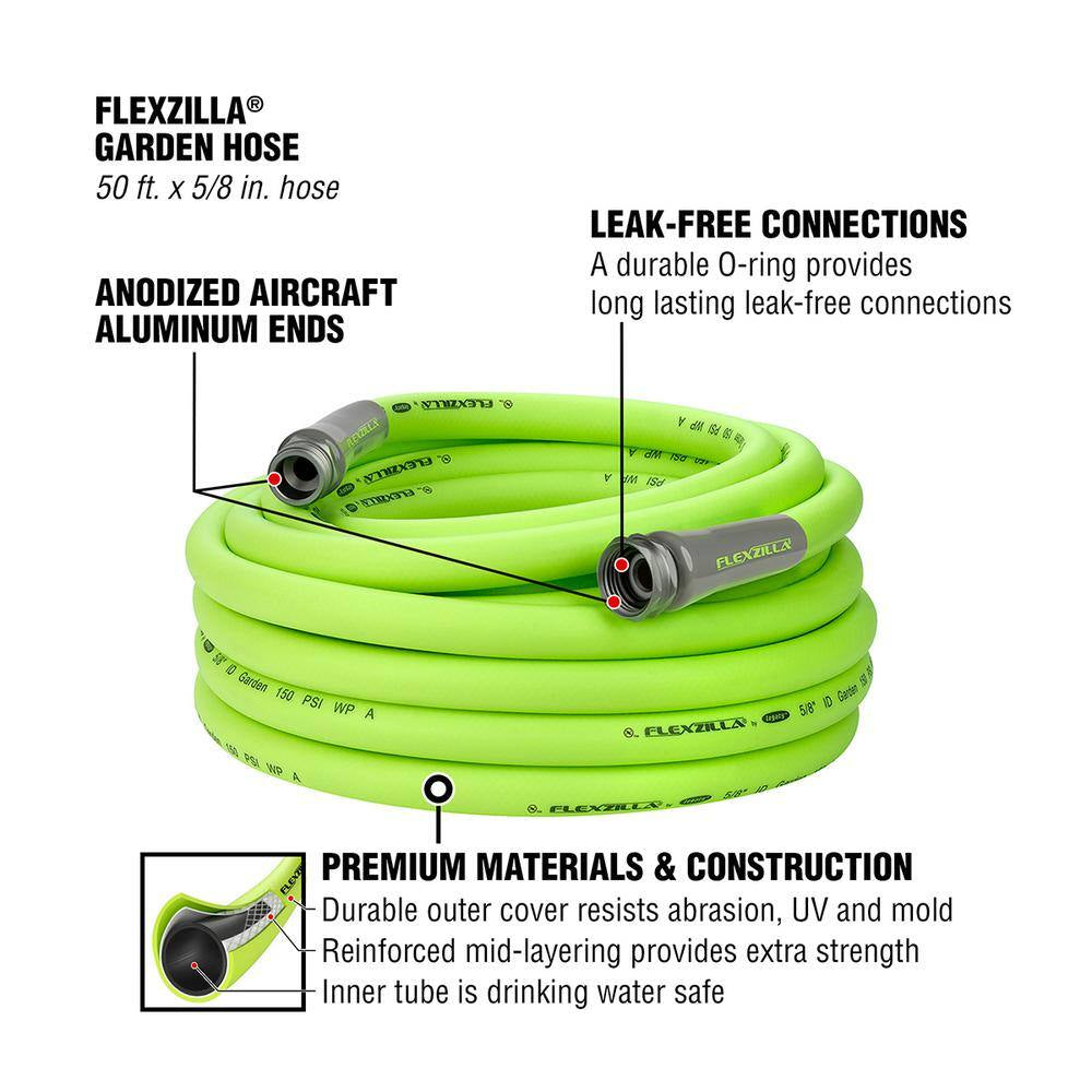 5/8 In. X 50 Ft. Zillagreen Garden Hose with 3/4 In. GHT Fittings