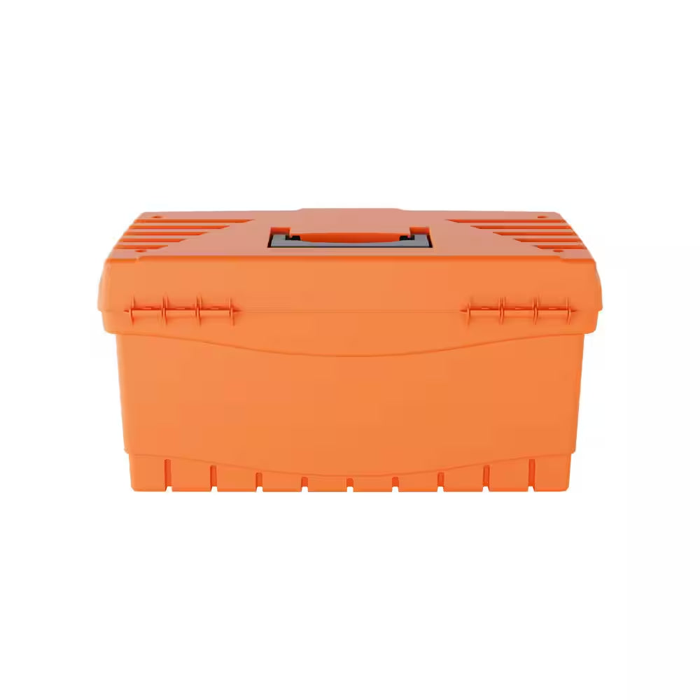 19 In. Plastic Portable Toolbox with Removable Tray in Orange