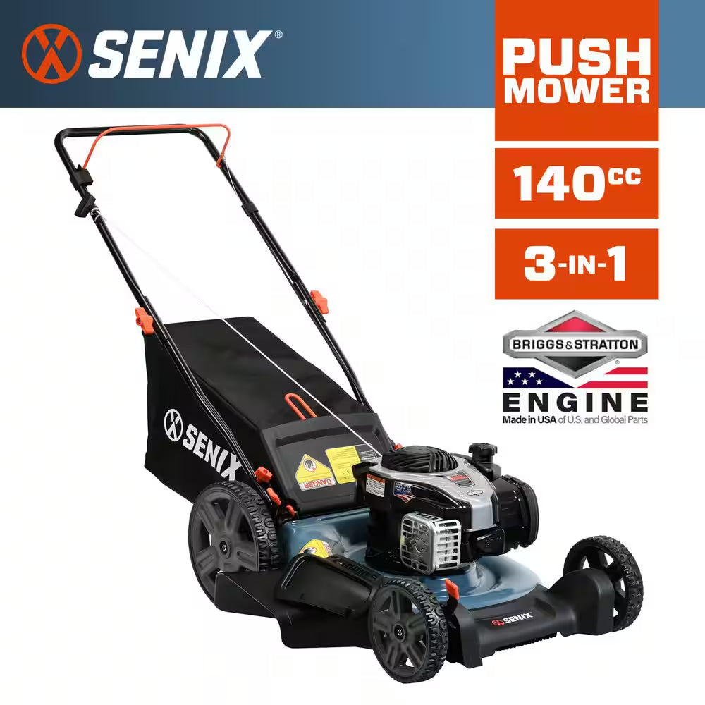 21 In. 140Cc 4-Cycle Briggs and Stratton Engine Gas Push Lawn Mower with 3-In-1 Mulching Bagging Side Discharge