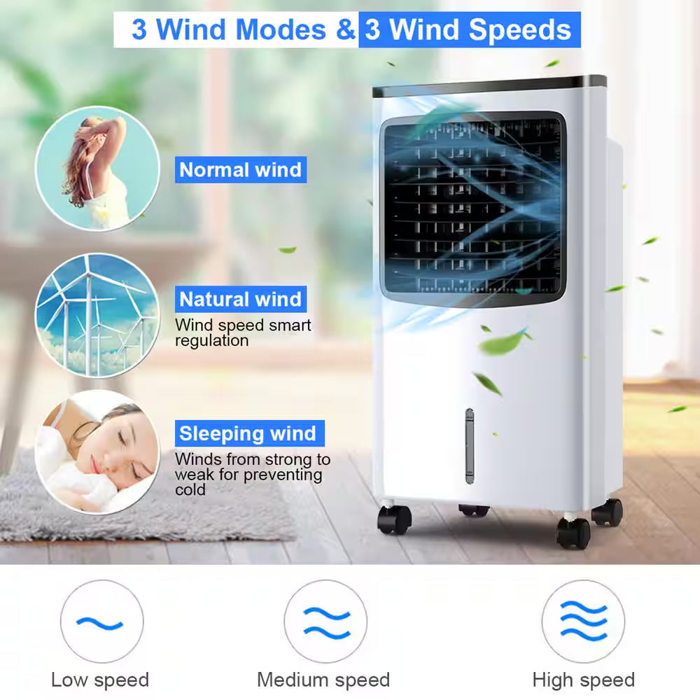 Portable Air Conditioner Evaporative Cooler Fan with 3-Modes and Speeds Home Office
