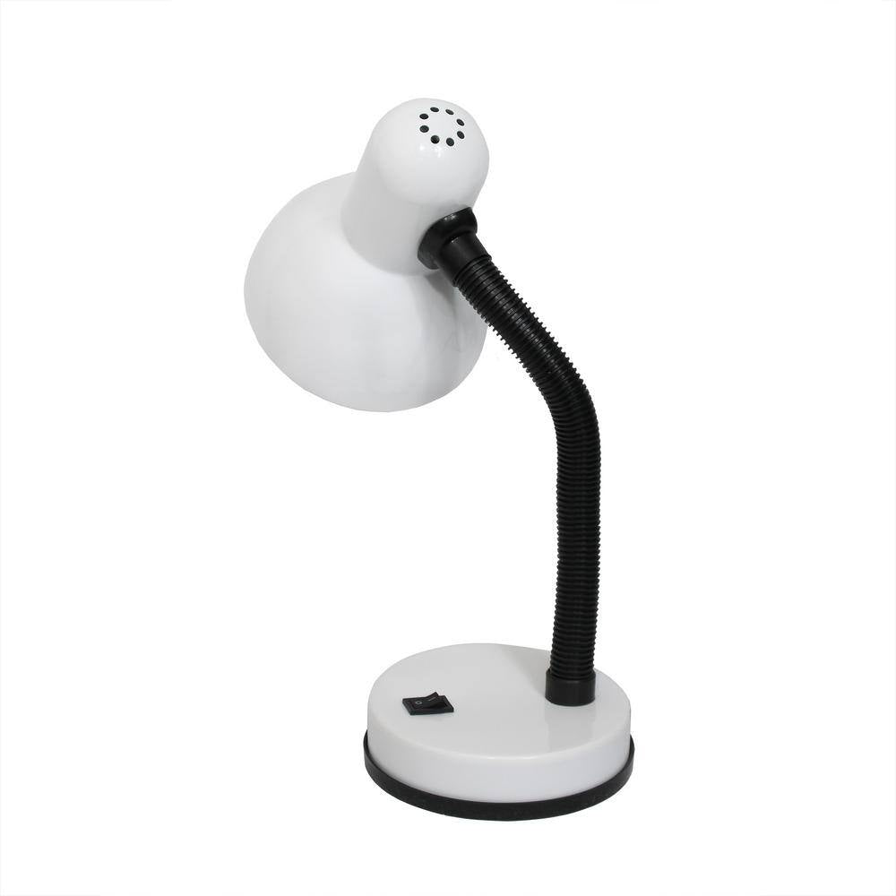 14.25 In. White Basic Metal Desk Lamp with Flexible Hose Neck