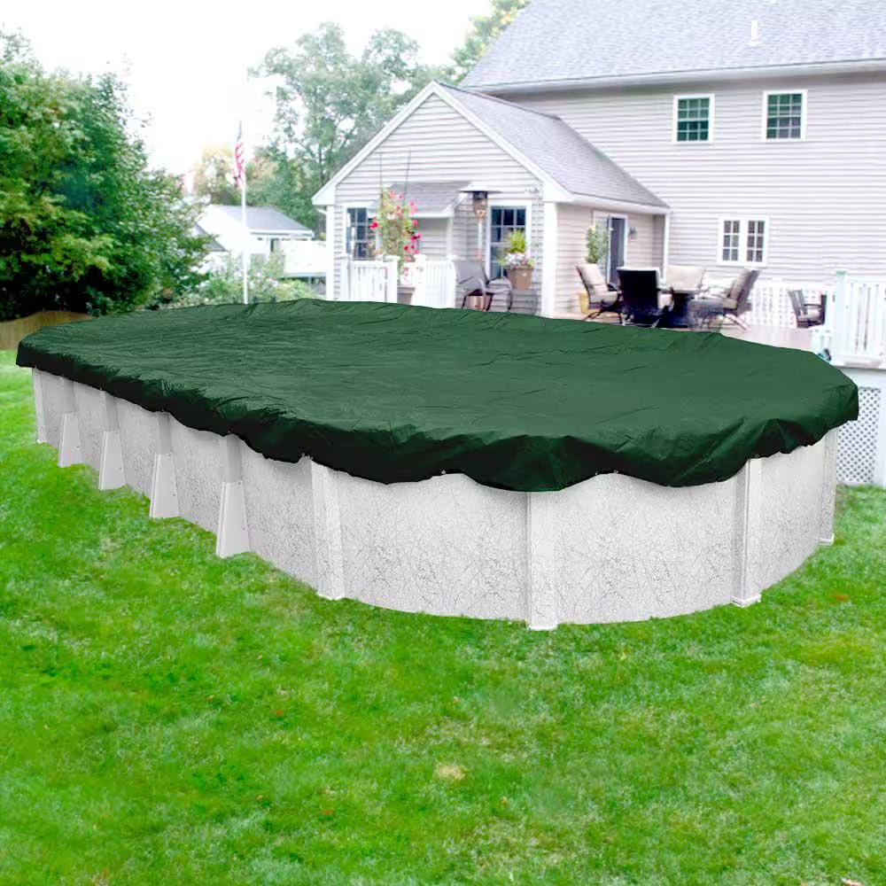 Advanced Waterproof Extra-Strength 12 Ft. X 18 Ft. Oval Forest Green above Ground Pool Winter Cover