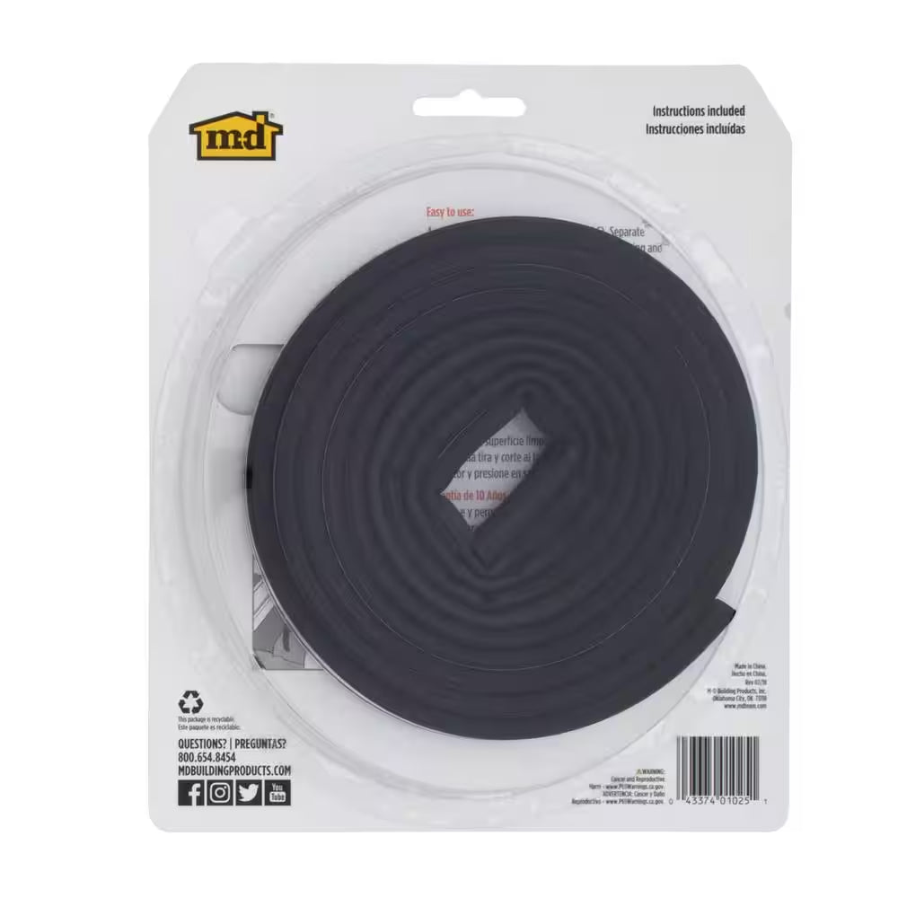 17 Ft. Black Small Rubber Auto & Marine Weatherseal for All Climates