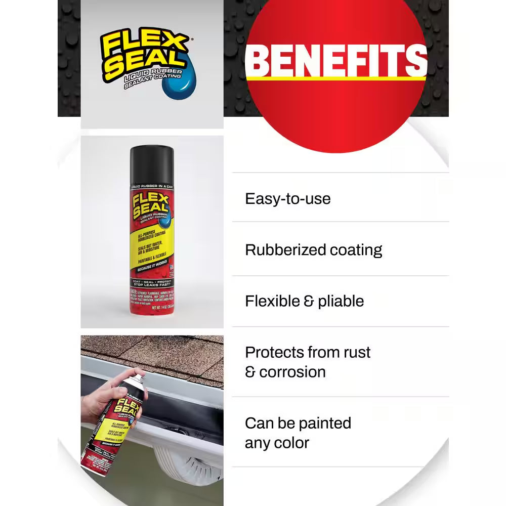 Flex Seal Clear 14 Oz. Aerosol Liquid Rubber Sealant Coating Spray Paint