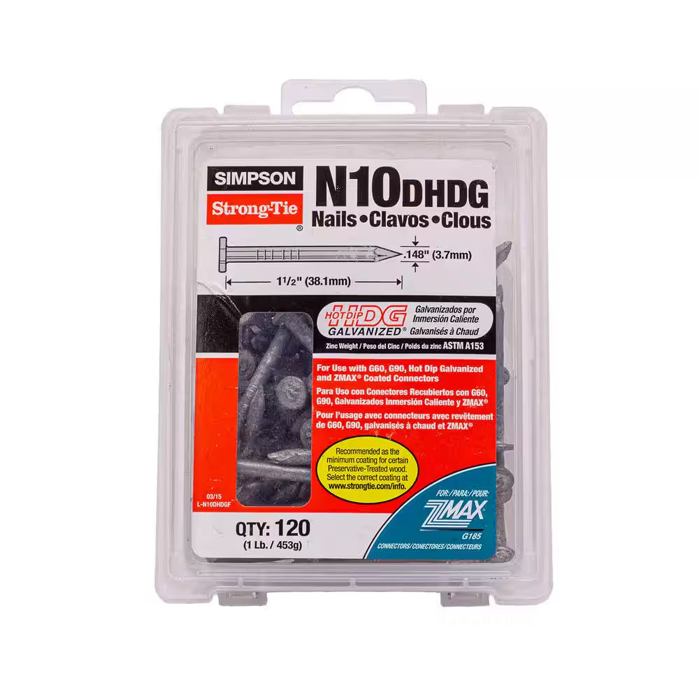 Strong-Drive 1-1/2 In. X 0.148 In. SCN Smooth-Shank HDG Connector Nail (120-Pack)