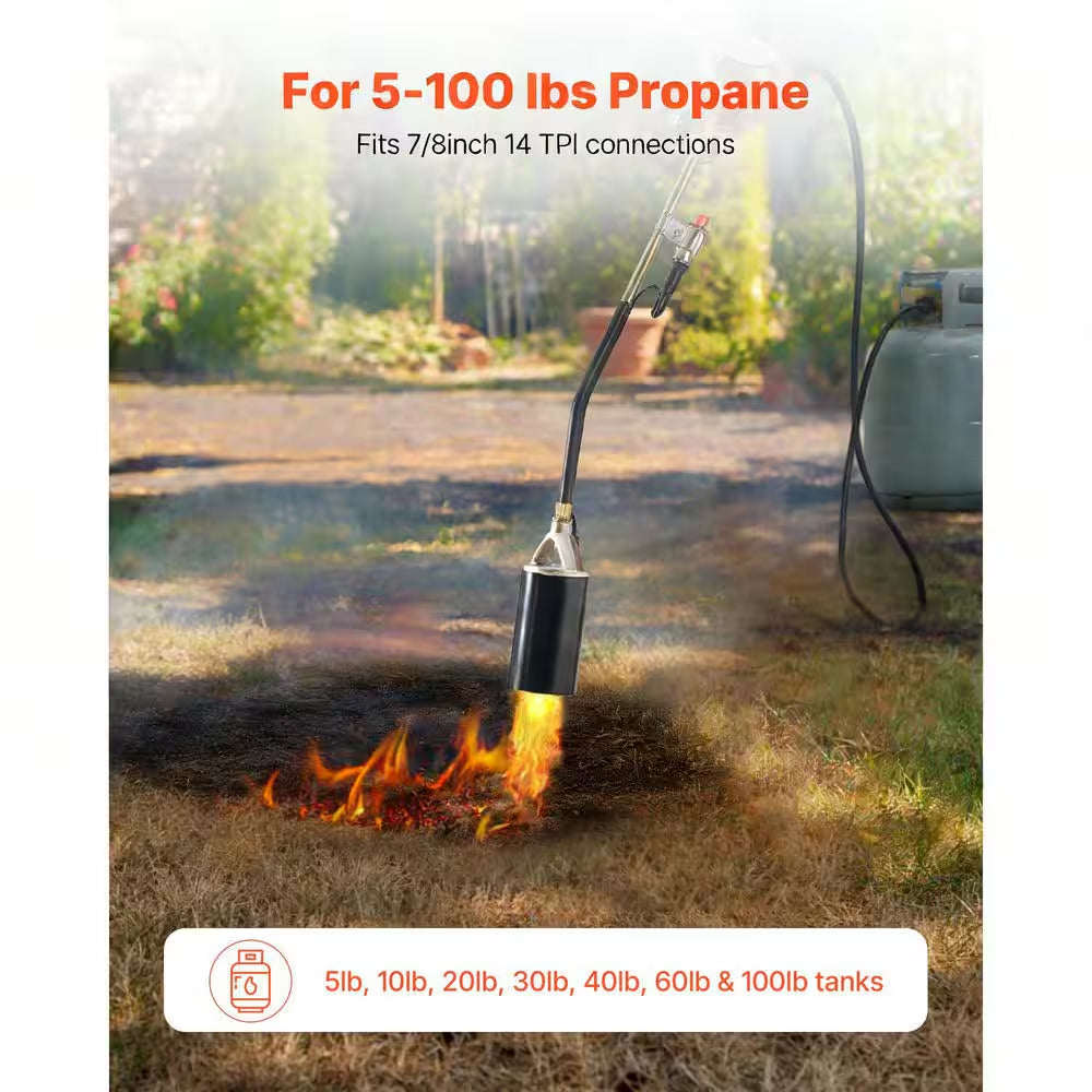 Propane Torch Weed Burner, 1,800,000 BTU with 10Ft. Hose, Adjustable Flame and Turbo Trigger for Garden, Ice and Snow