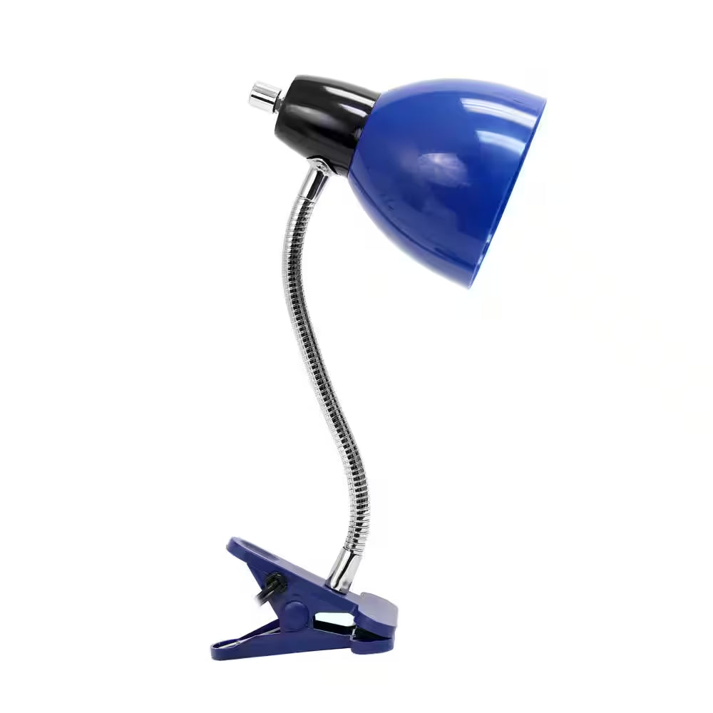 17 In. Blue Clip Lamp Light with Black Base