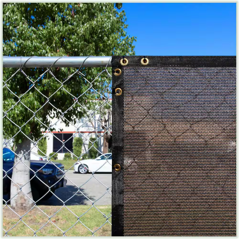 3 Ft. X 10 Ft. Brown Privacy Fence Screen Mesh Fabric Cover Windscreen with Reinforced Grommets for Garden Fence