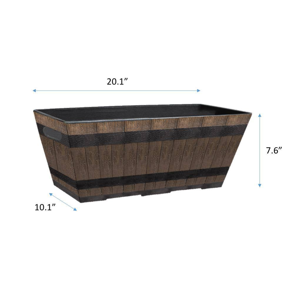 Kentucky Walnut Large Resin Rectangle Window Planter Box (10.13 In. L X 20.13 In. W X 7.6 In. H)