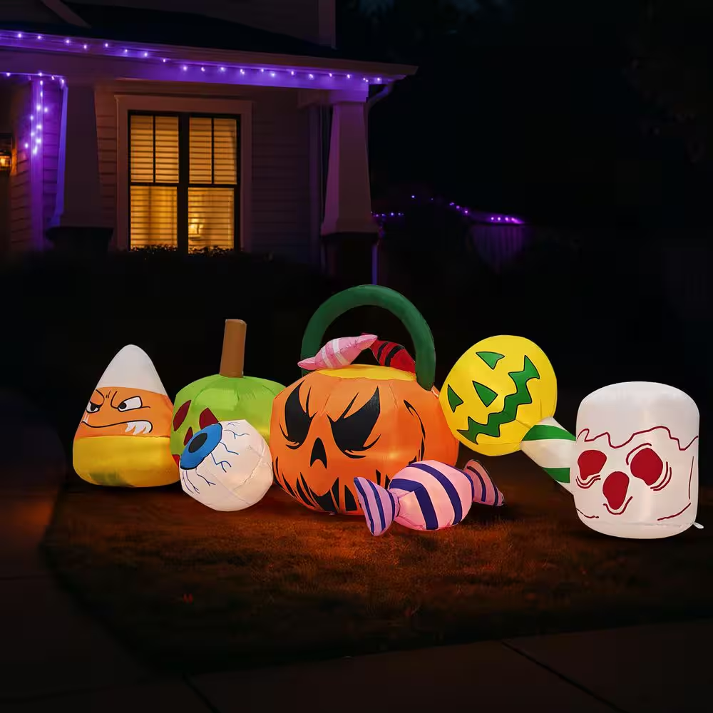 8 Ft. LED Pumpkins Eyeball Candy Halloween Inflatable Outdoor Decorations
