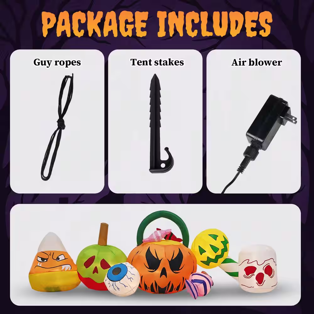 8 Ft. LED Pumpkins Eyeball Candy Halloween Inflatable Outdoor Decorations