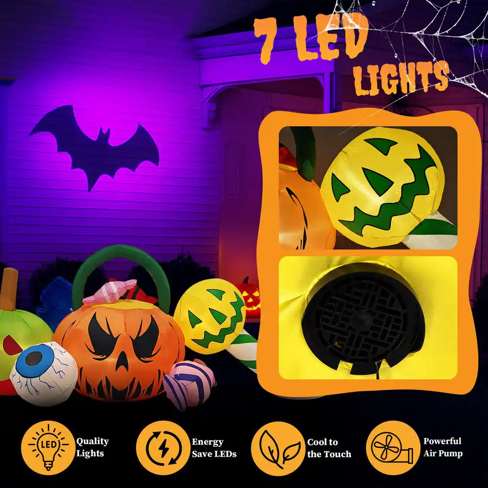 8 Ft. LED Pumpkins Eyeball Candy Halloween Inflatable Outdoor Decorations