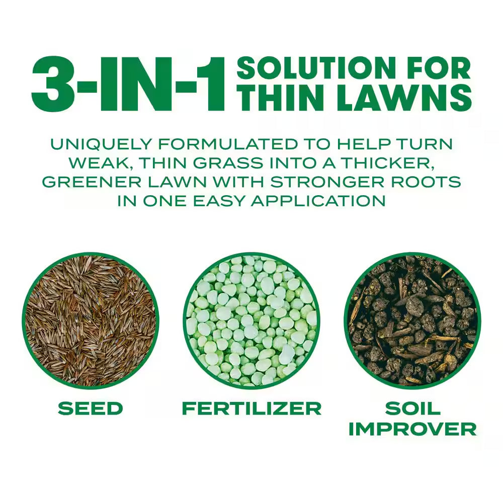 Turf Builder 12 Lbs. 1,200 Sq. Ft. THICK'R LAWN Grass Seed, Fertilizer, and Soil Improver for Sun & Shade