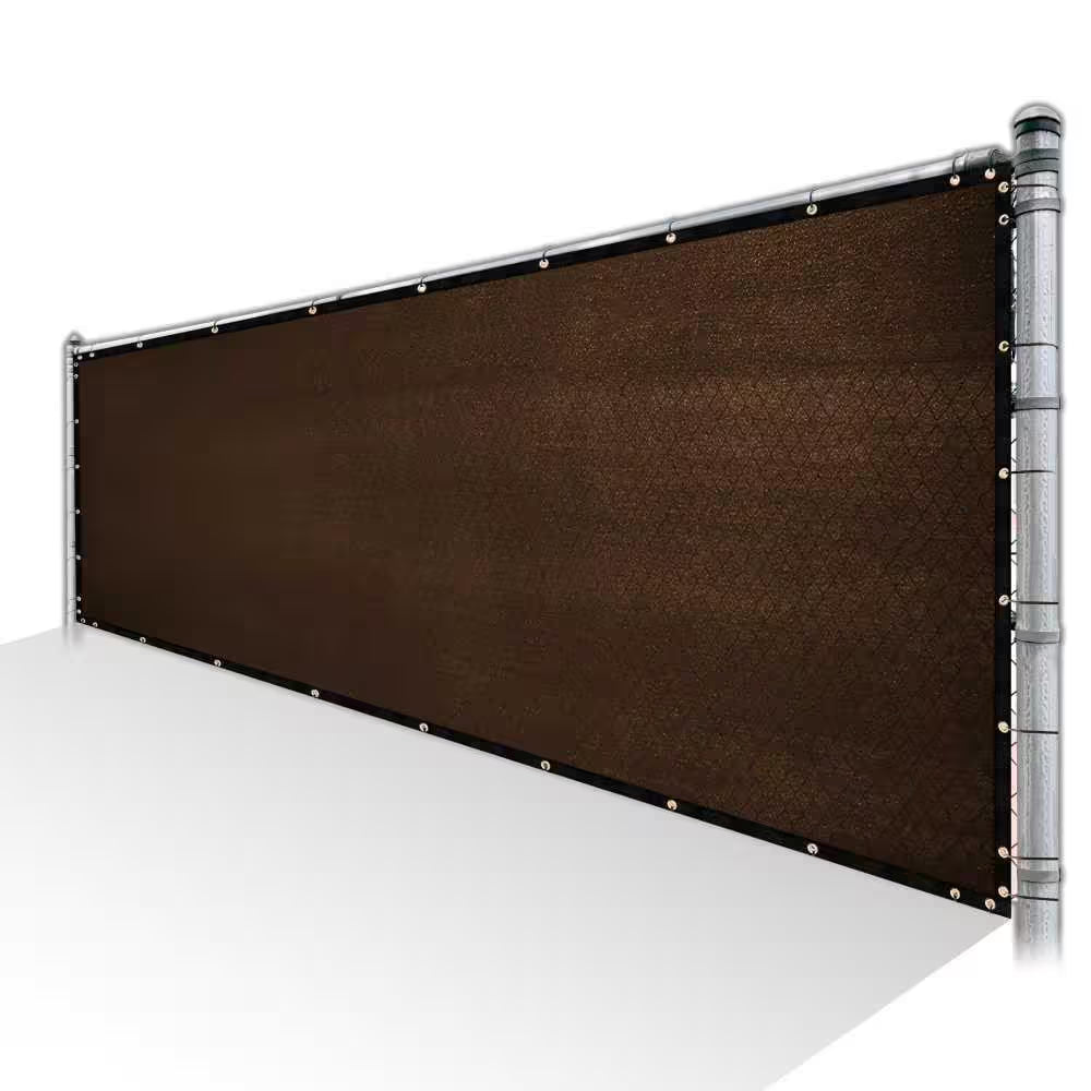 3 Ft. X 10 Ft. Brown Privacy Fence Screen Mesh Fabric Cover Windscreen with Reinforced Grommets for Garden Fence