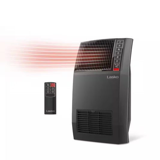 1500-Watt 20 In. Black Electric Console Ceramic Space Heater with Tip-Over Switch, Adjustable Louvers, Timer, Remote