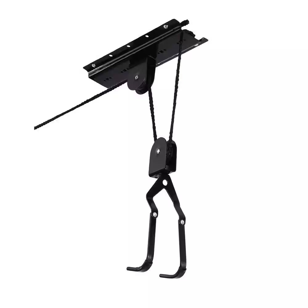 Black 1-Bike Hoist Garage Bike Rack