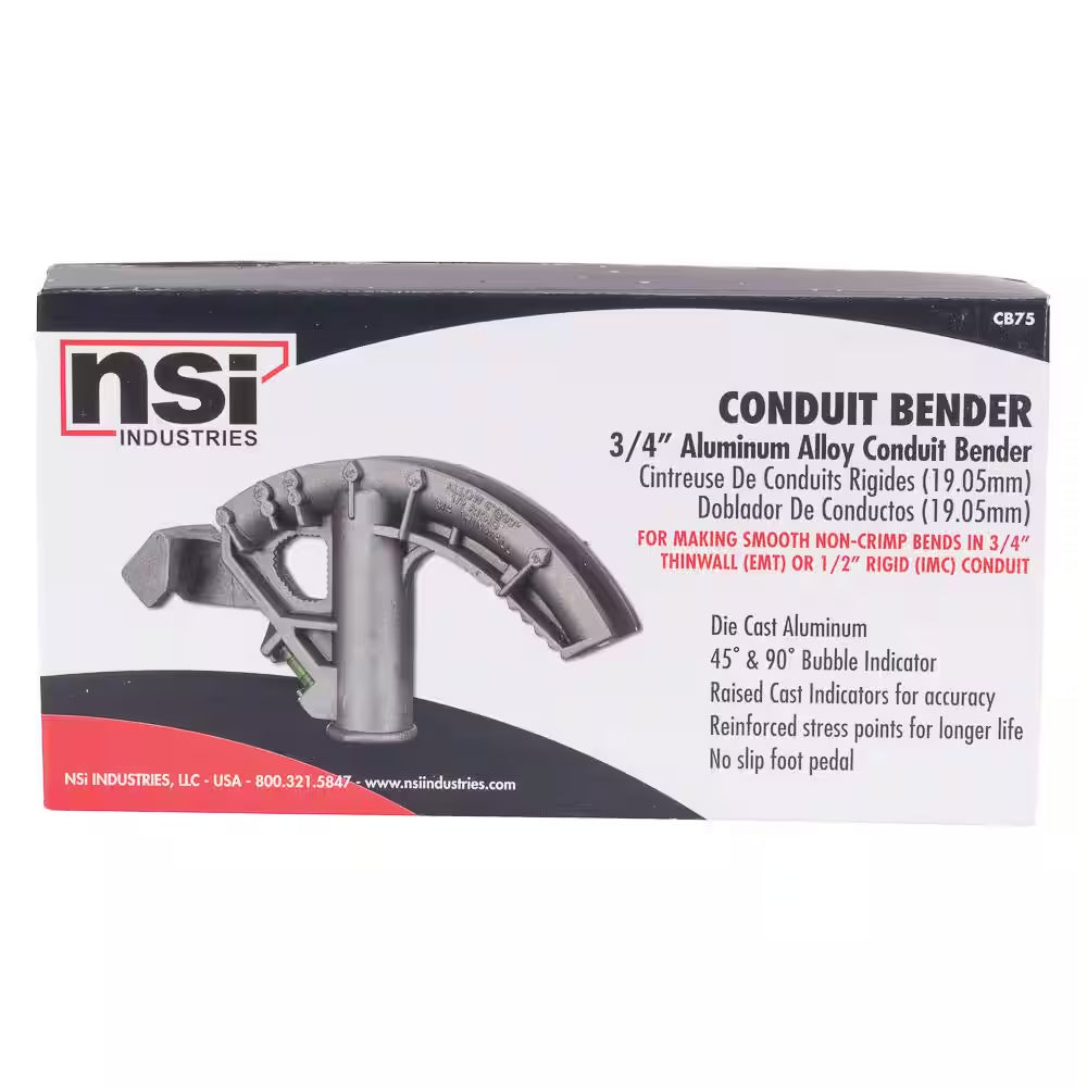 Conduit Bender for 3/4 In. EMT or 1/2 In. Rigid, Grey