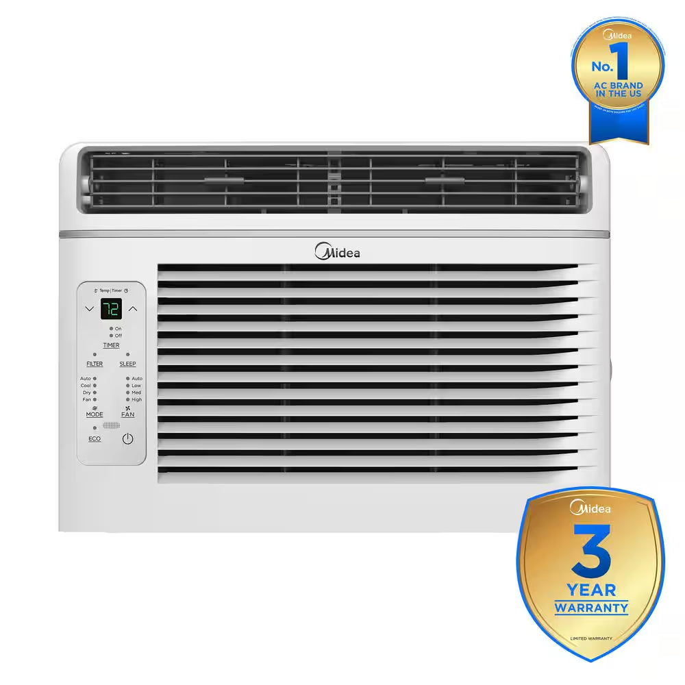 6,000 BTU Window AC Cools up to 250 Sq. Ft. with Remote, Sleep Mode, Timer, Drain Hose and Wi-Fi in White