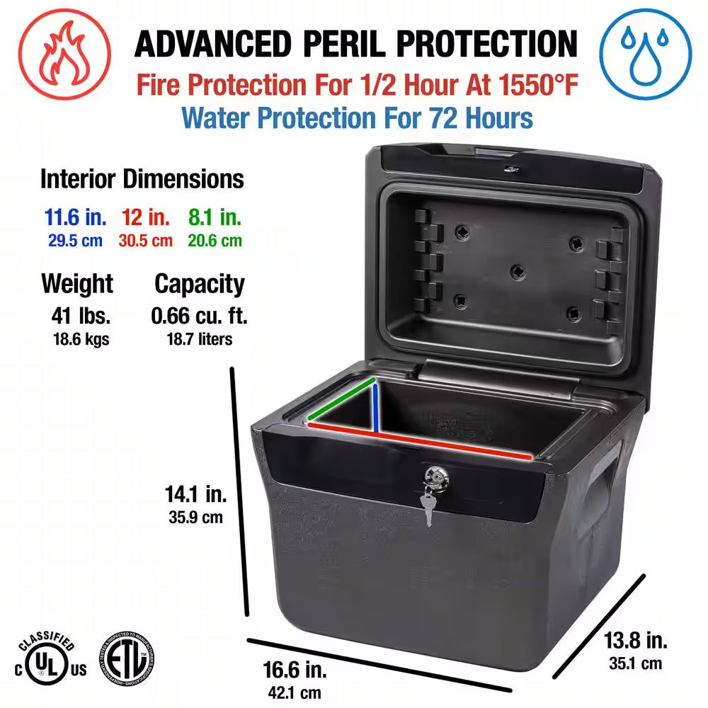 0.66 Cu. Ft. Fireproof & Waterproof Safe File Box