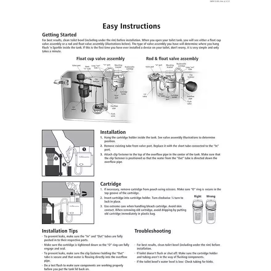 Flush 'N Sparkle Automatic Toilet Cleaning System Bleach