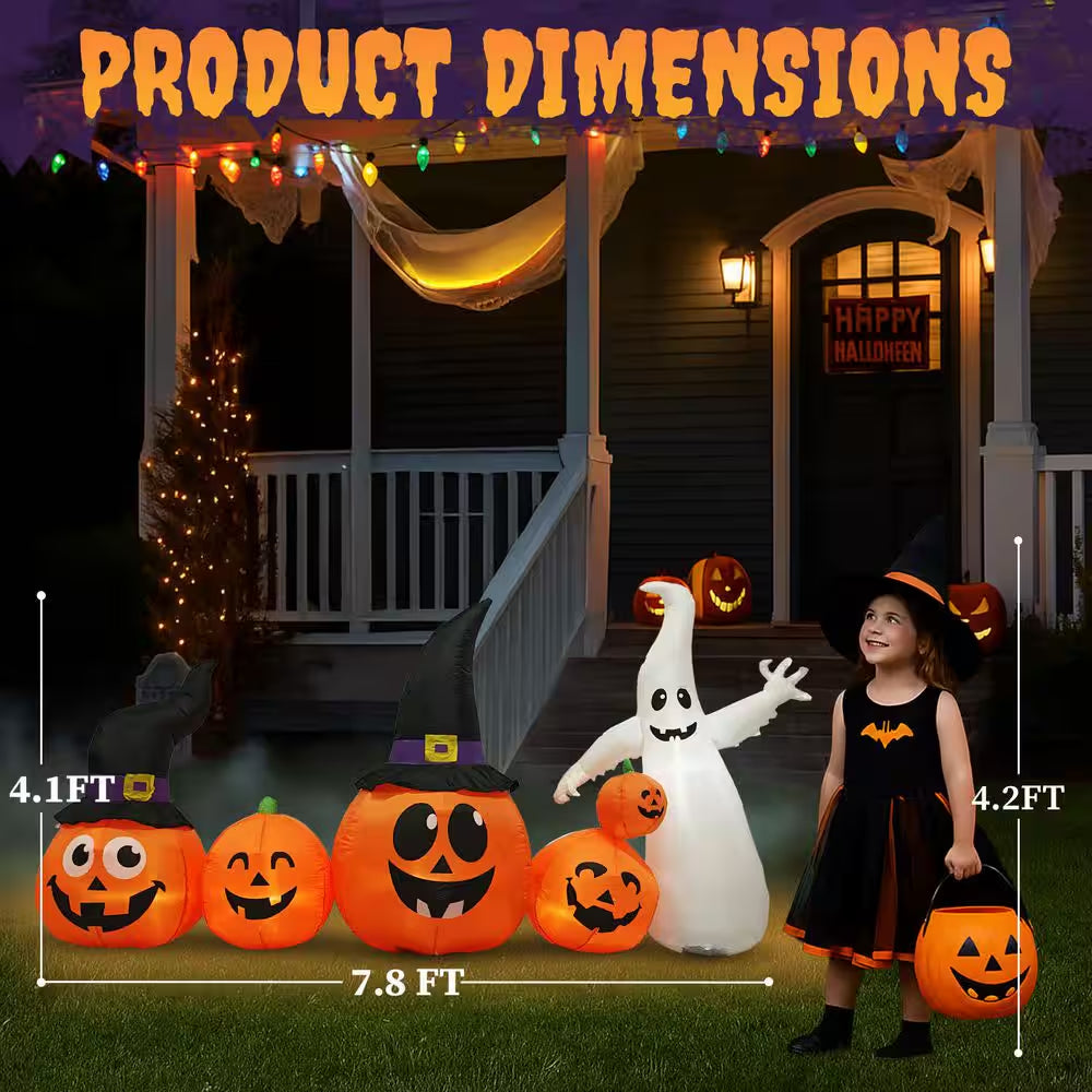 12 Ft. LED Pumpkins Ghost Halloween Inflatable Outdoor Decorations