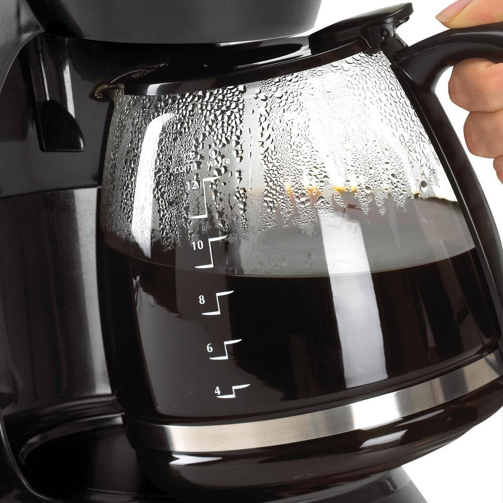 12-Cup Programmable Black Drip Coffee Maker with Glass Carafe, Built-In Timer and Automatic Shut-Off
