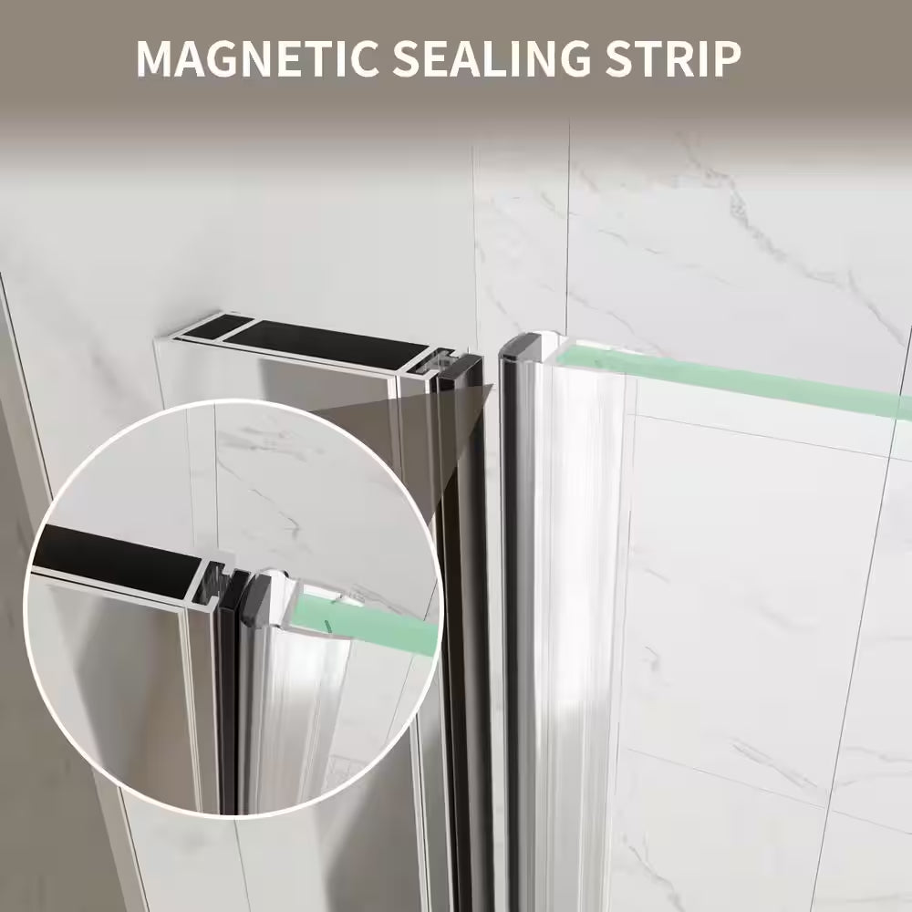 24-26 In. W X 72 In.H Frameless Pivot Shower Door in Chrome with Clear Glass