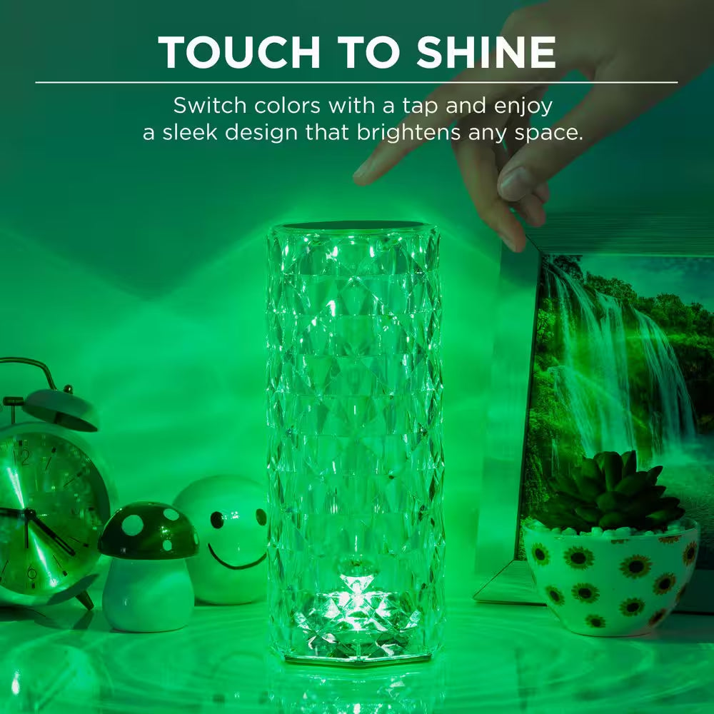 8.5 In. Crystal Indoor Touch Table Light Rose