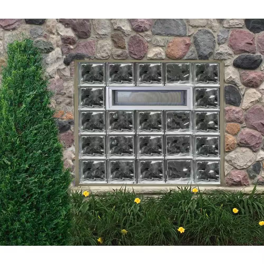 3 In. Thick Series 24 In. X 8 In. X 3 In. Hopper Vent for Glass Block Windows (Actual 23.25 In. X 7.75 In. X 3.12 In.)