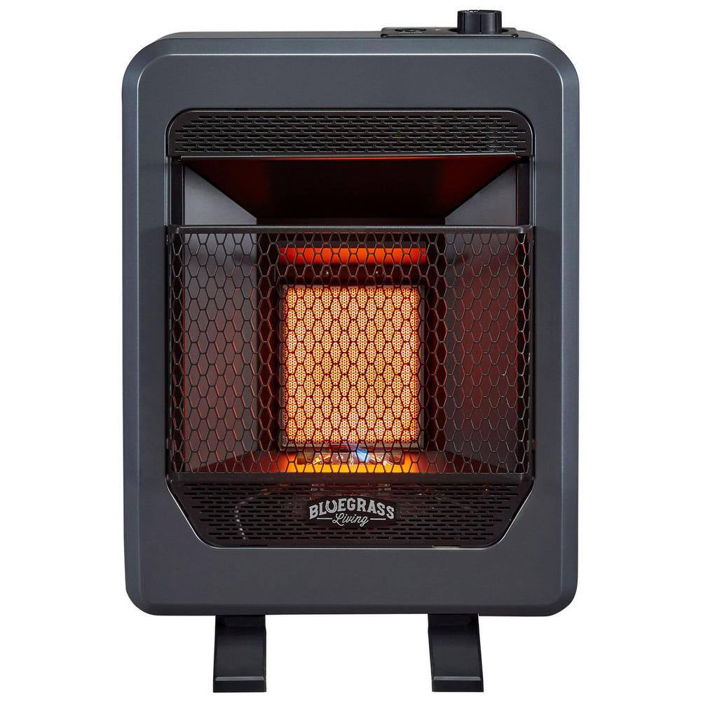 Natural Gas Vent Free Infrared Gas Space Heater with Base Feet - 10,000 BTU, T-Stat Control