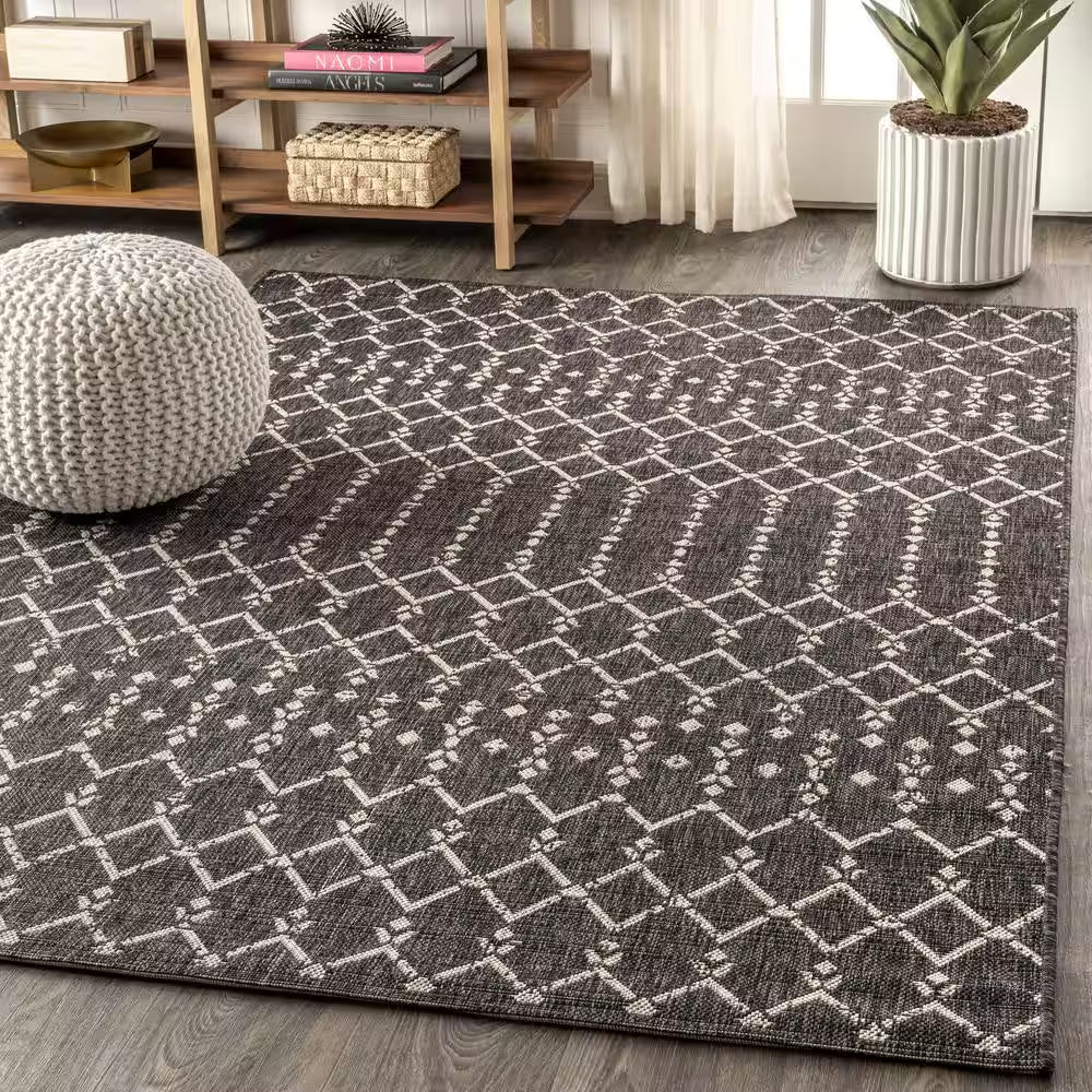 Ourika Black/Gray 8 Ft. X 10 Ft. Moroccan Indoor/Outdoor Area Rug
