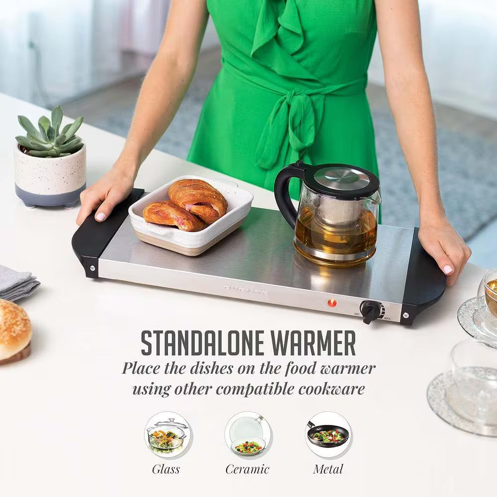 Electric Buffet Server and Food Warmer with 3 1.5 Qt. Pan and Stainless Steel Warming Tray