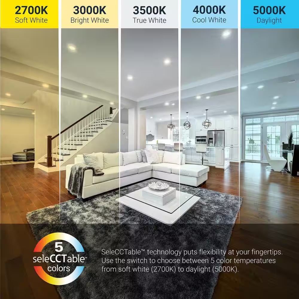 HLBSL 6 In. Can Less Integrated LED, 900 Lumens, 5CCT, White (4-Pack)