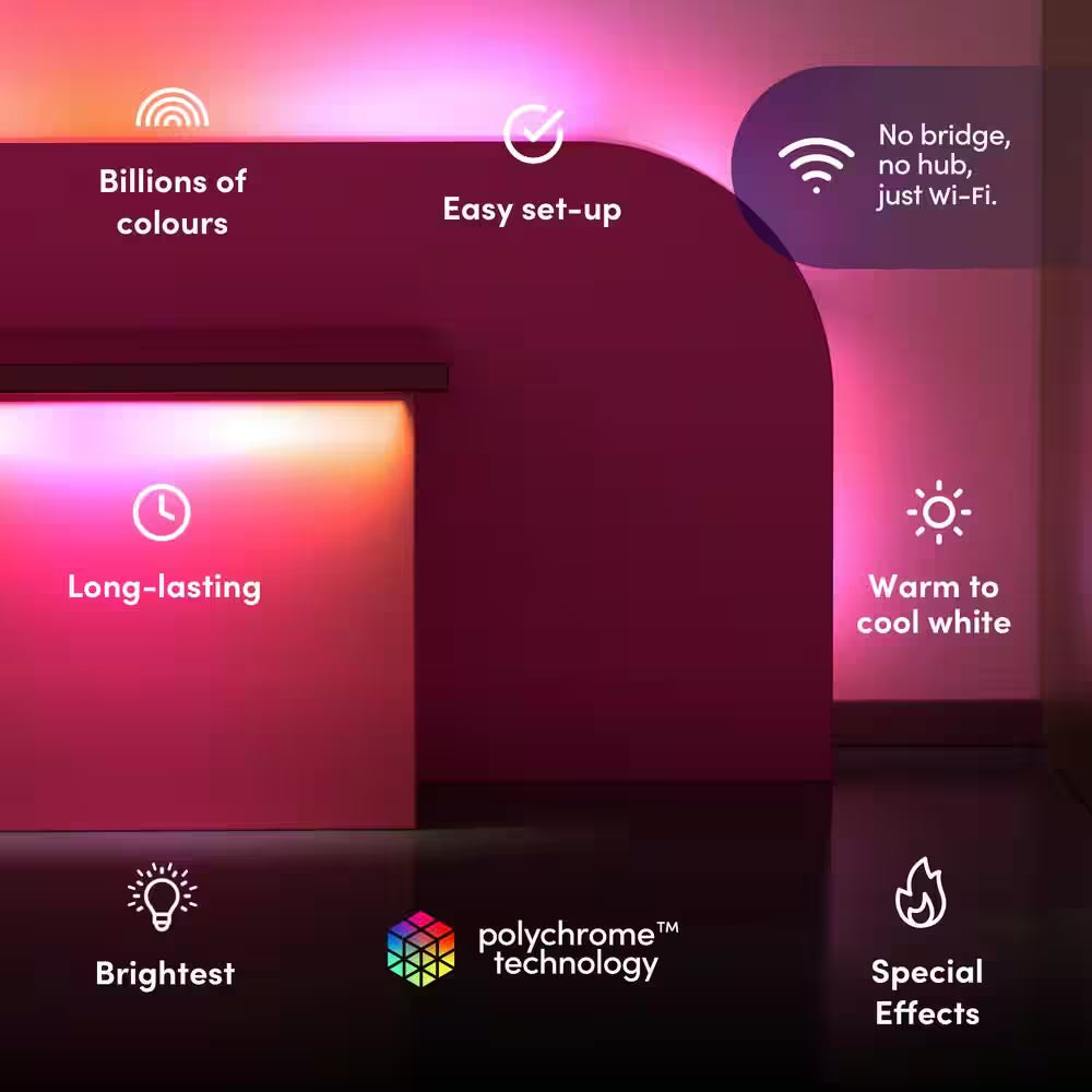 120 In. Smart Multi-Color RGB+W Wi-Fi Plug-In LED Strip Light Kit, Works with Alexa/Hey Google/Homekit/Siri