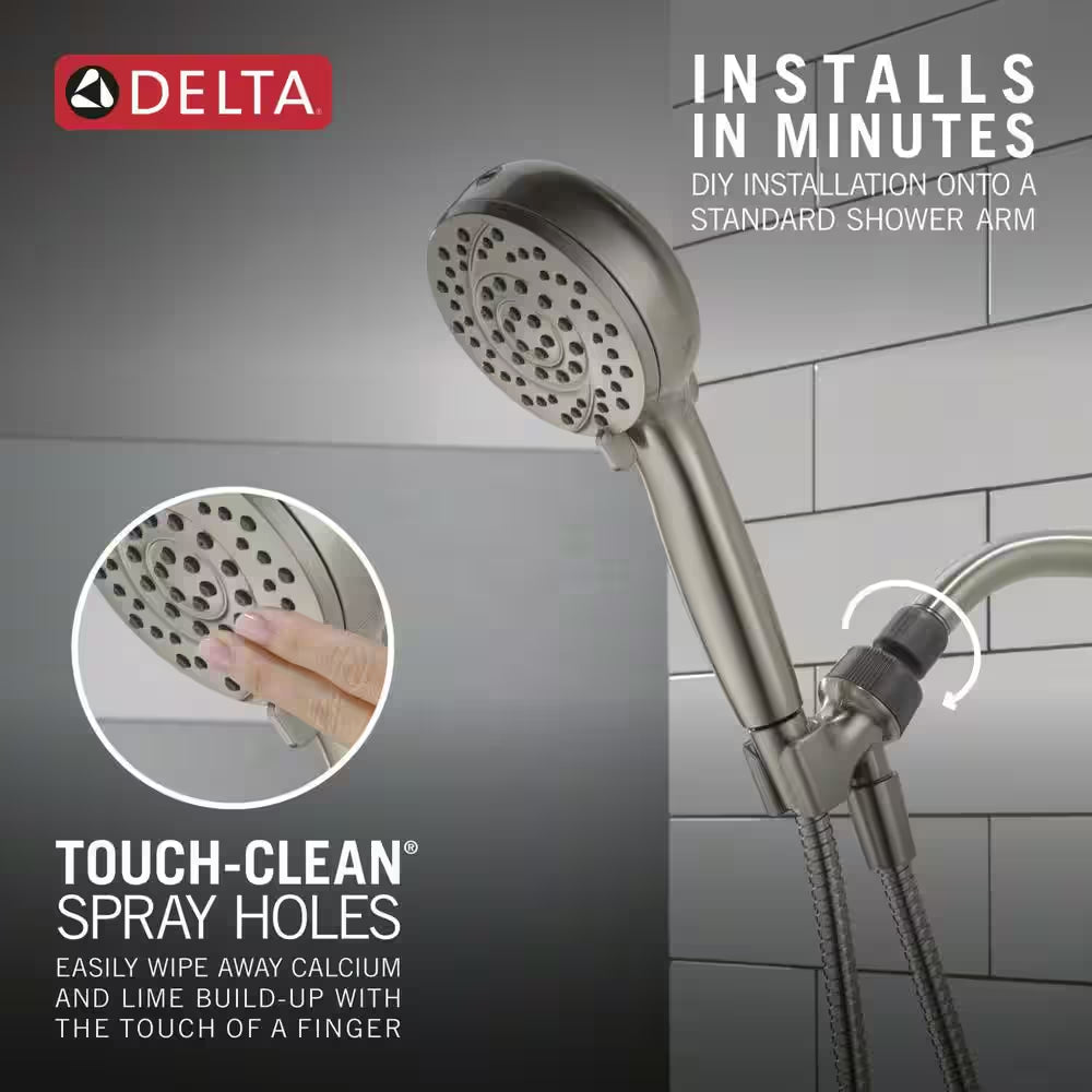 Proclean 6-Spray Wall Mount Handheld Shower Head 1.75 GPM in Spotshield Brushed Nickel