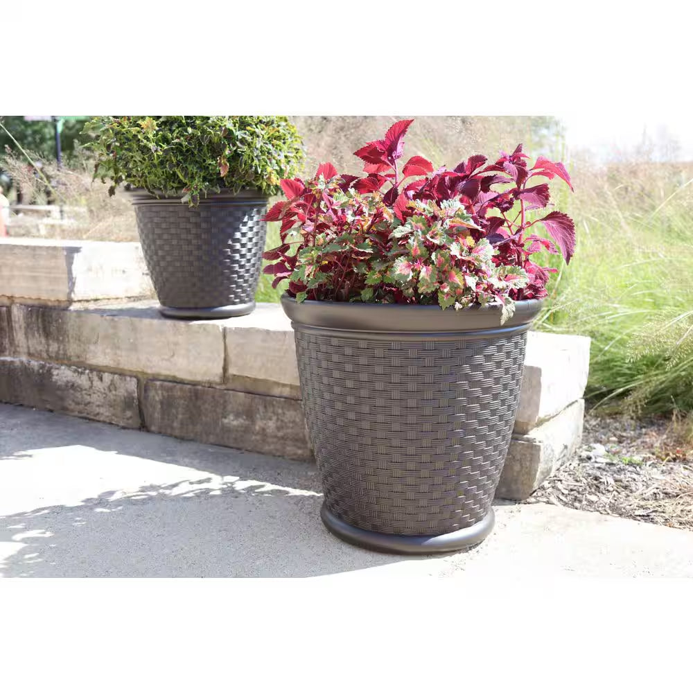 Sonora 22 In. round Java Blow Molded Plastic Planter (2-Pack)